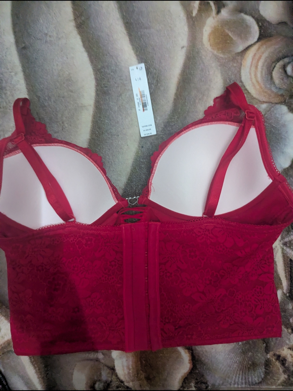 Victoria's Secret Red Lace Longline Bustier Bra Lg = 36-38B NWTD